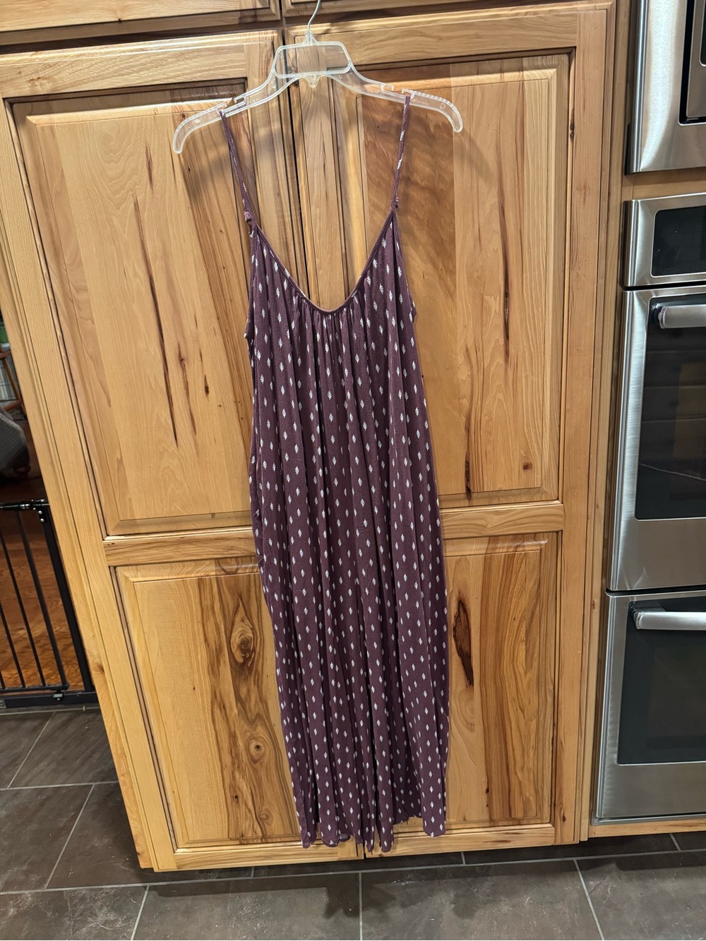 Women’s Cropped Wide Leg Romper in Plum with Subtle Leaf Pattern
